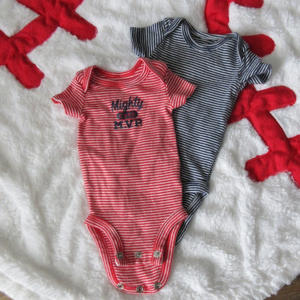 Carter's Blue & Red MVP Preemie Onesies